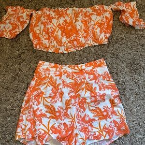 Orange Tropical Shorts (2 Piece set)